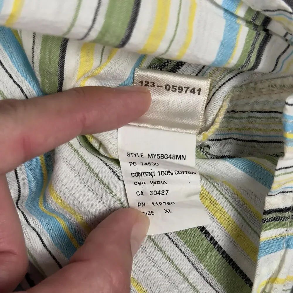 True Religion Shirt Mens XL Multicolor Stripe Long Sleeve Snap Front Western